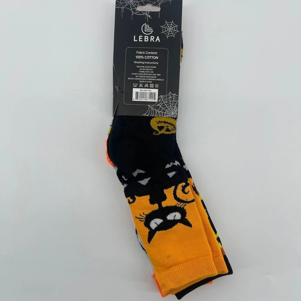 Halloween Fashion Socks 3 Pair Kids Size 9-11 Candy‎ Corn Pumpkin Black Cats